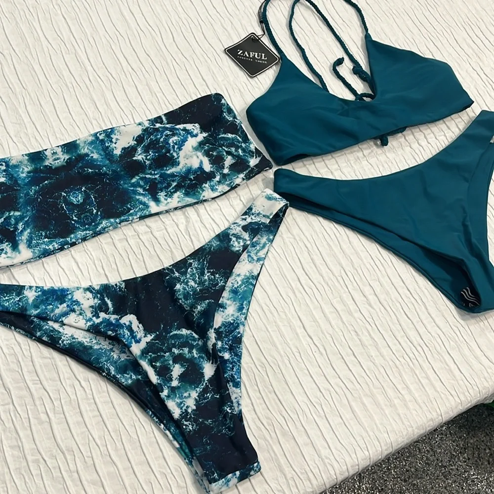 ZAFUL bikini set beachwear high leg large new lot women’s 8 sexy nwt nwot 2 sets
